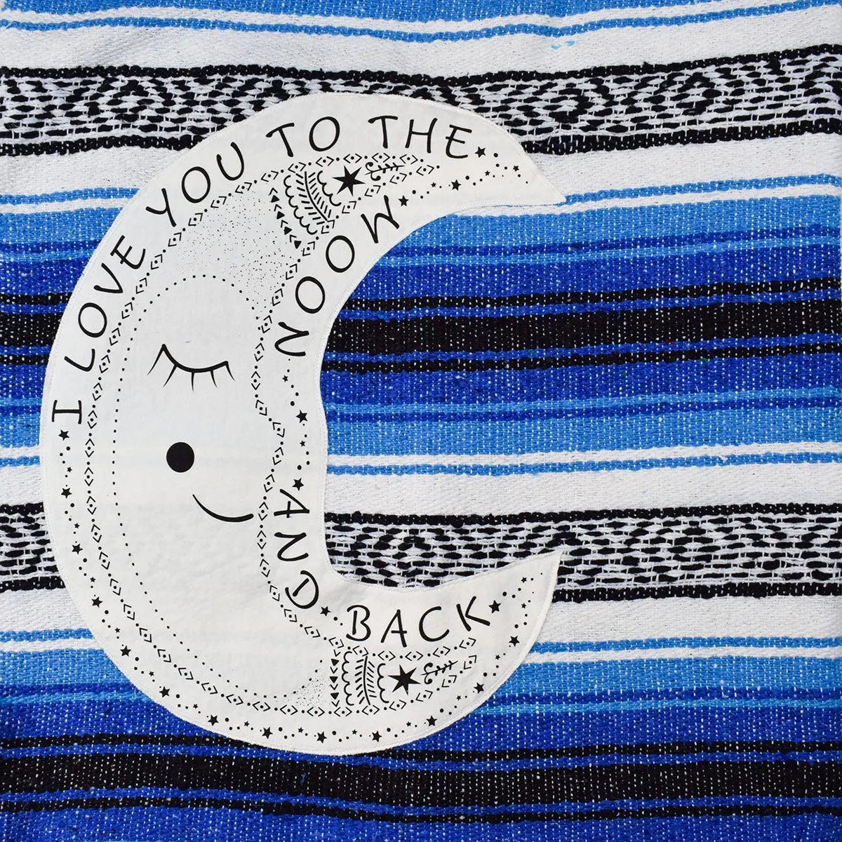 "I Love You to the Moon" - Blue Throw - Falza Mexican Blanket - Wholesale