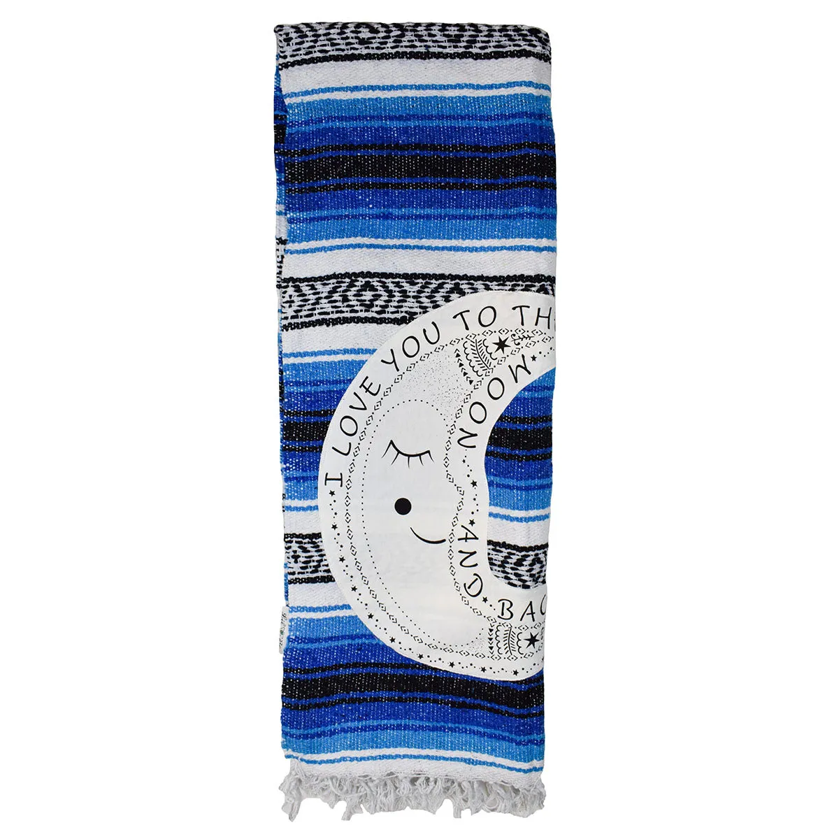 "I Love You to the Moon" - Blue Throw - Falza Mexican Blanket - Wholesale