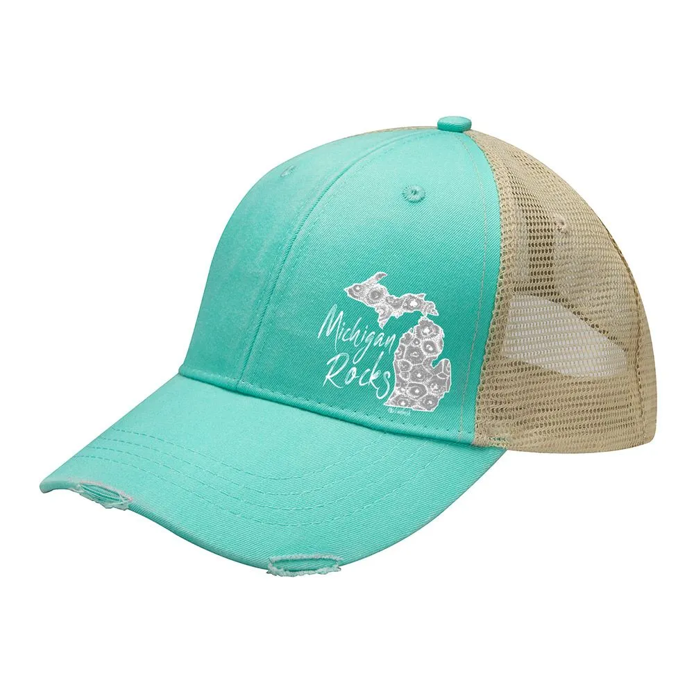 "Michigan Rocks Petoskey Stone" Distressed Comfort Hat