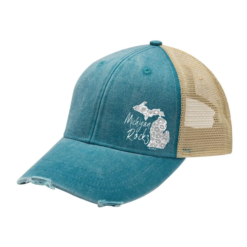 "Michigan Rocks Petoskey Stone" Distressed Comfort Hat