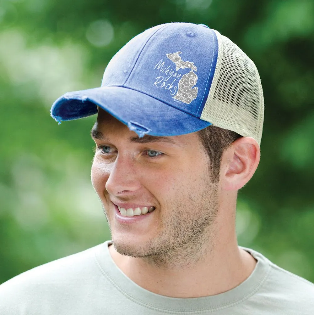 "Michigan Rocks Petoskey Stone" Distressed Comfort Hat