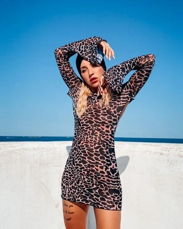 Rückenfreies Kleid Wild Leo