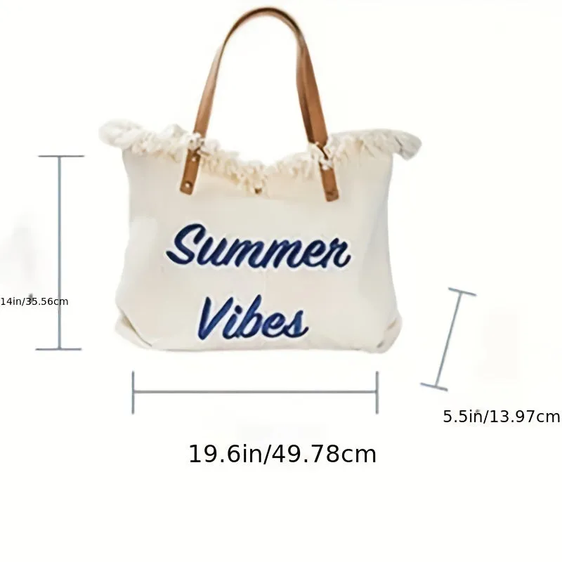 realaiot Women's Large Capacity Canvas Tote Bag, Outdoor Beach Bag