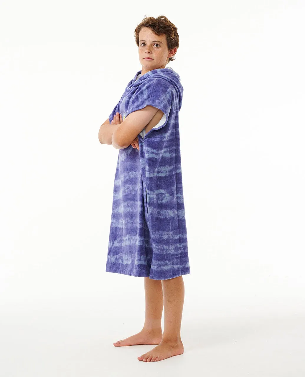 RIP CURL BOYS MIXED HOODED TOWEL - OCEAN BLUE TIE DYE