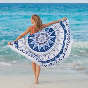 Round Tassel Tapestry Beach Picnic Throw Towel Mat Blanket Home Decor