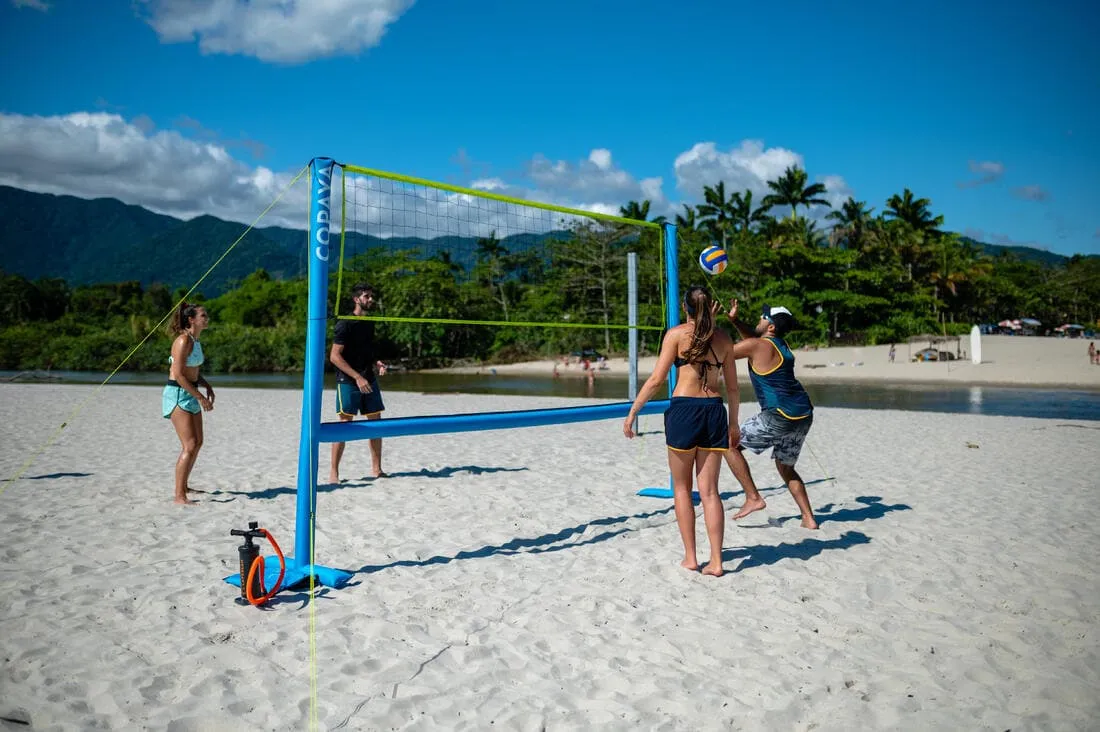 Set (Filet et structure) de Beach volley 500 gonflable bleu