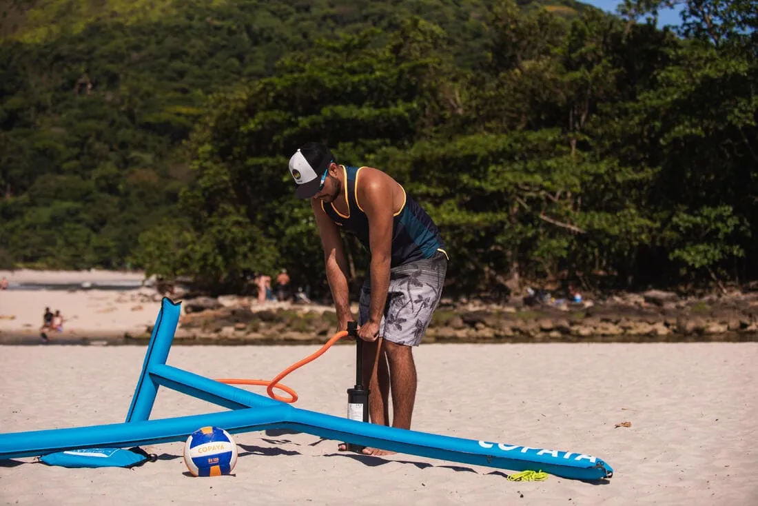 Set (Filet et structure) de Beach volley 500 gonflable bleu