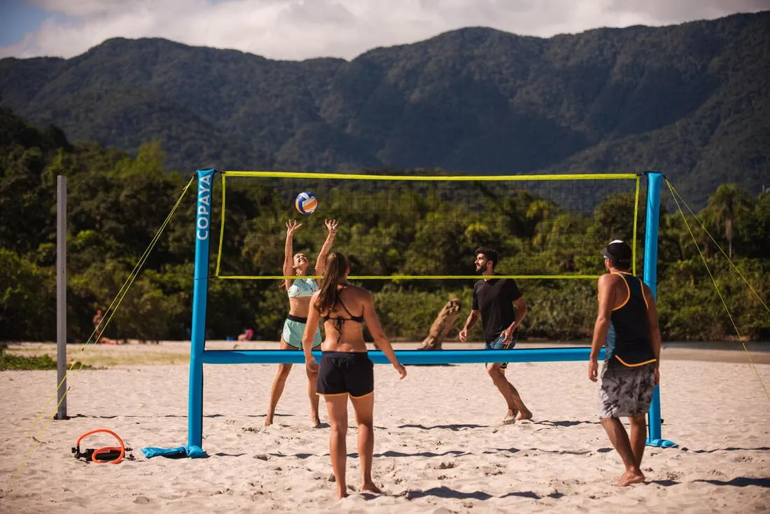 Set (Filet et structure) de Beach volley 500 gonflable bleu