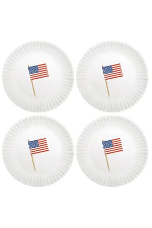 Set of 4 American Flag Appetizer Plates