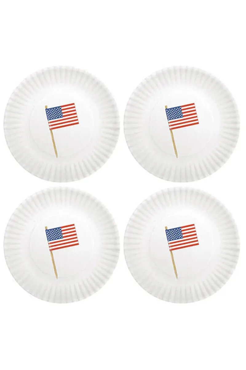 Set of 4 American Flag Appetizer Plates