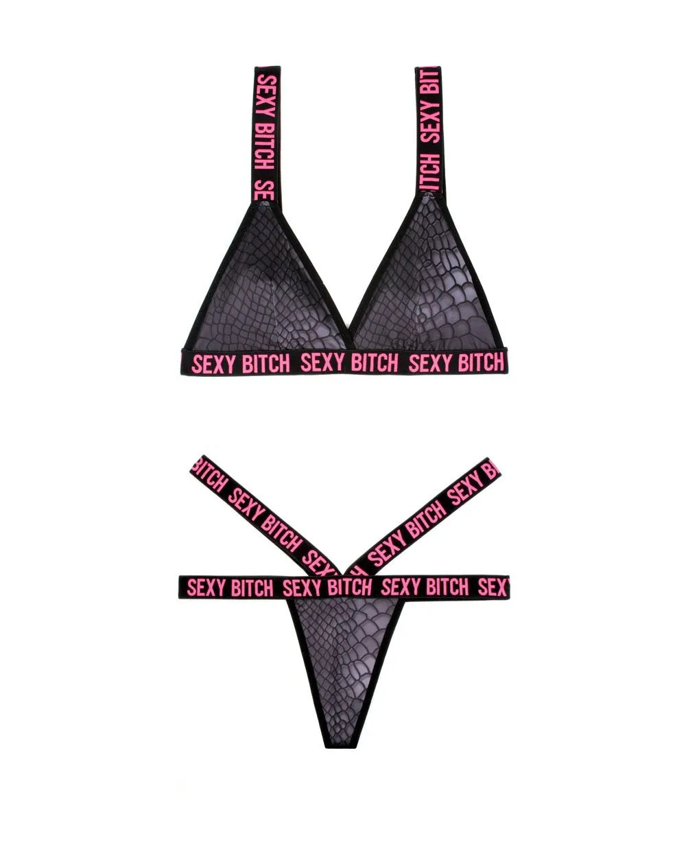 Sexy Bitch Bralette and Strappy Panty Set