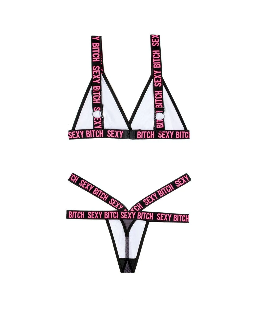 Sexy Bitch Bralette and Strappy Panty Set