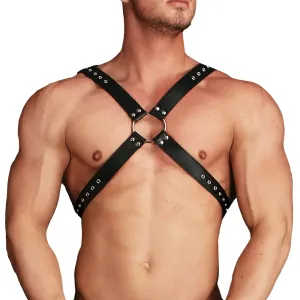 Shots Toys Black Leather High Halter Fully Adjustable Bondage Harness