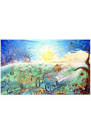 Skeletons on Bikes Art Tapestry- 53 x 85 in