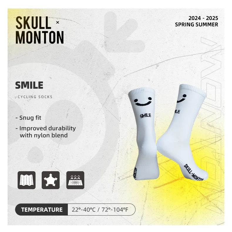 SKULL MONTON CYCLING SOCKS SMILE WHITE WOMEN