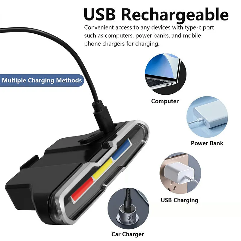 Solar Powered Rechargeable Bicycle LED Rear Light