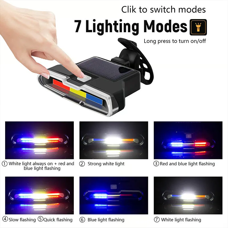 Solar Powered Rechargeable Bicycle LED Rear Light