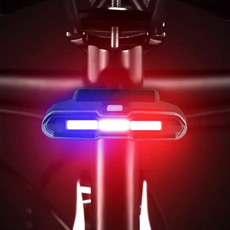Solar Powered Rechargeable Bicycle LED Rear Light
