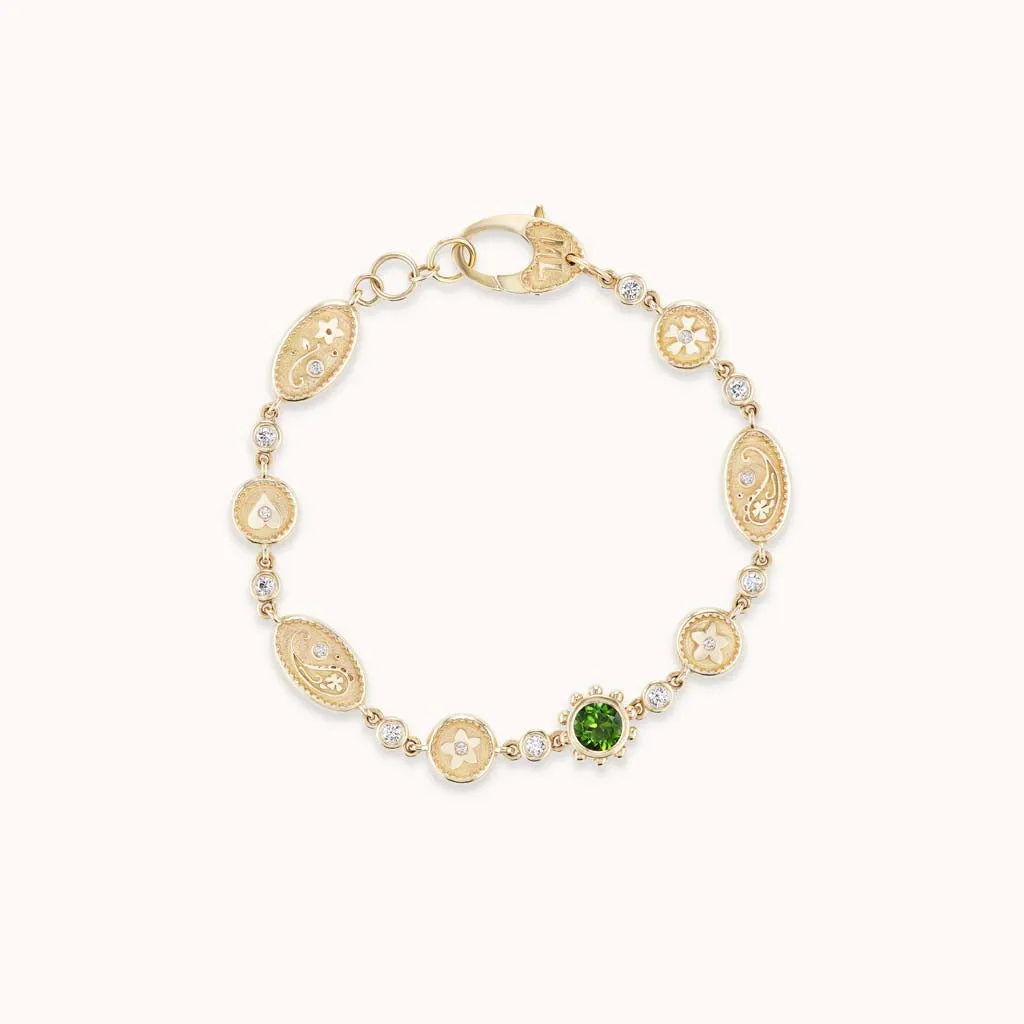 Southwestern Single Tourmaline Chain Bracelet