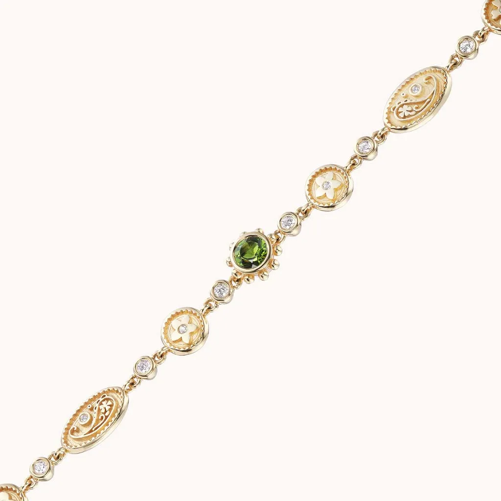 Southwestern Single Tourmaline Chain Bracelet