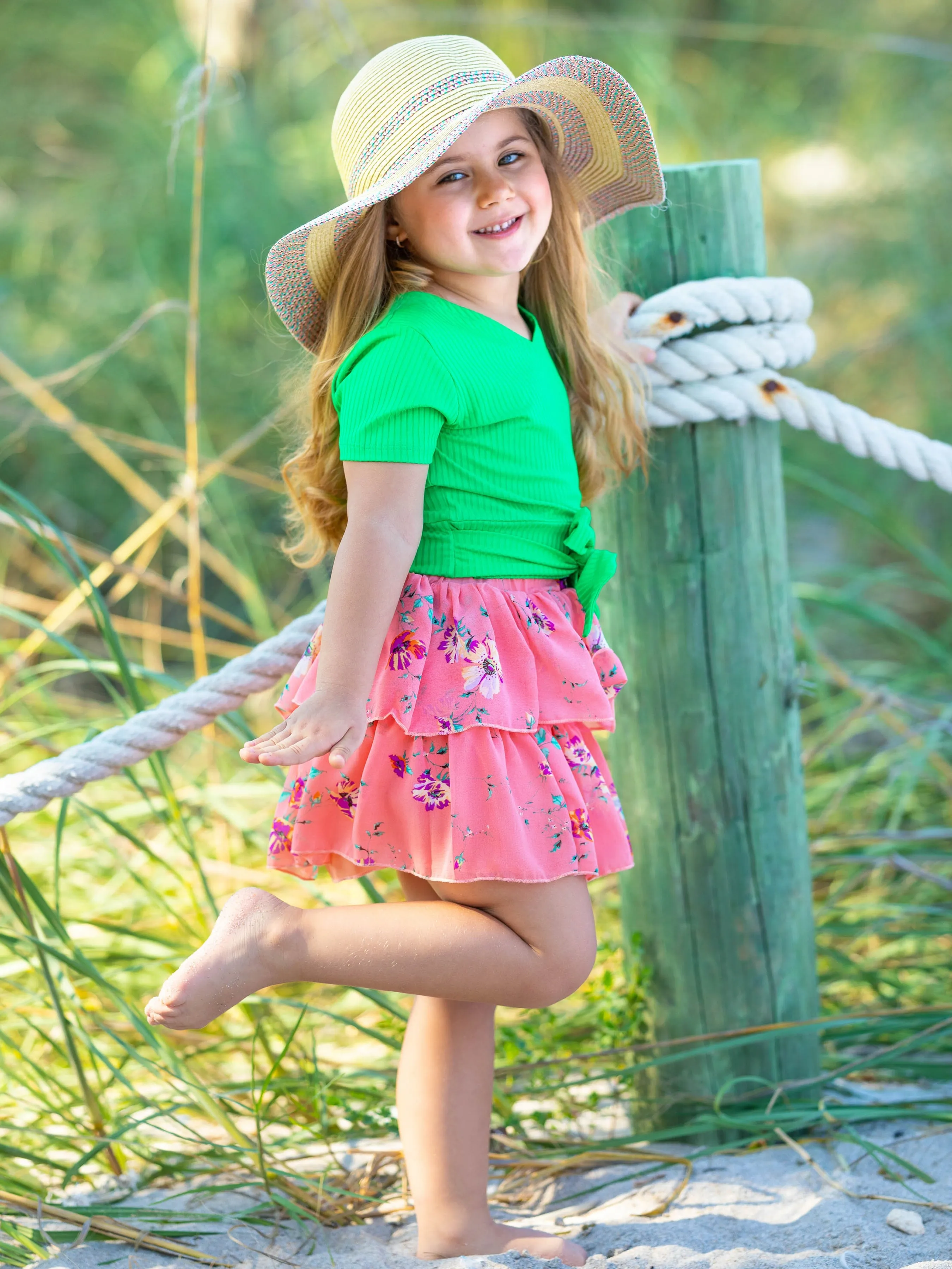 Spring Picnic Tiered Ruffle Skirt Set