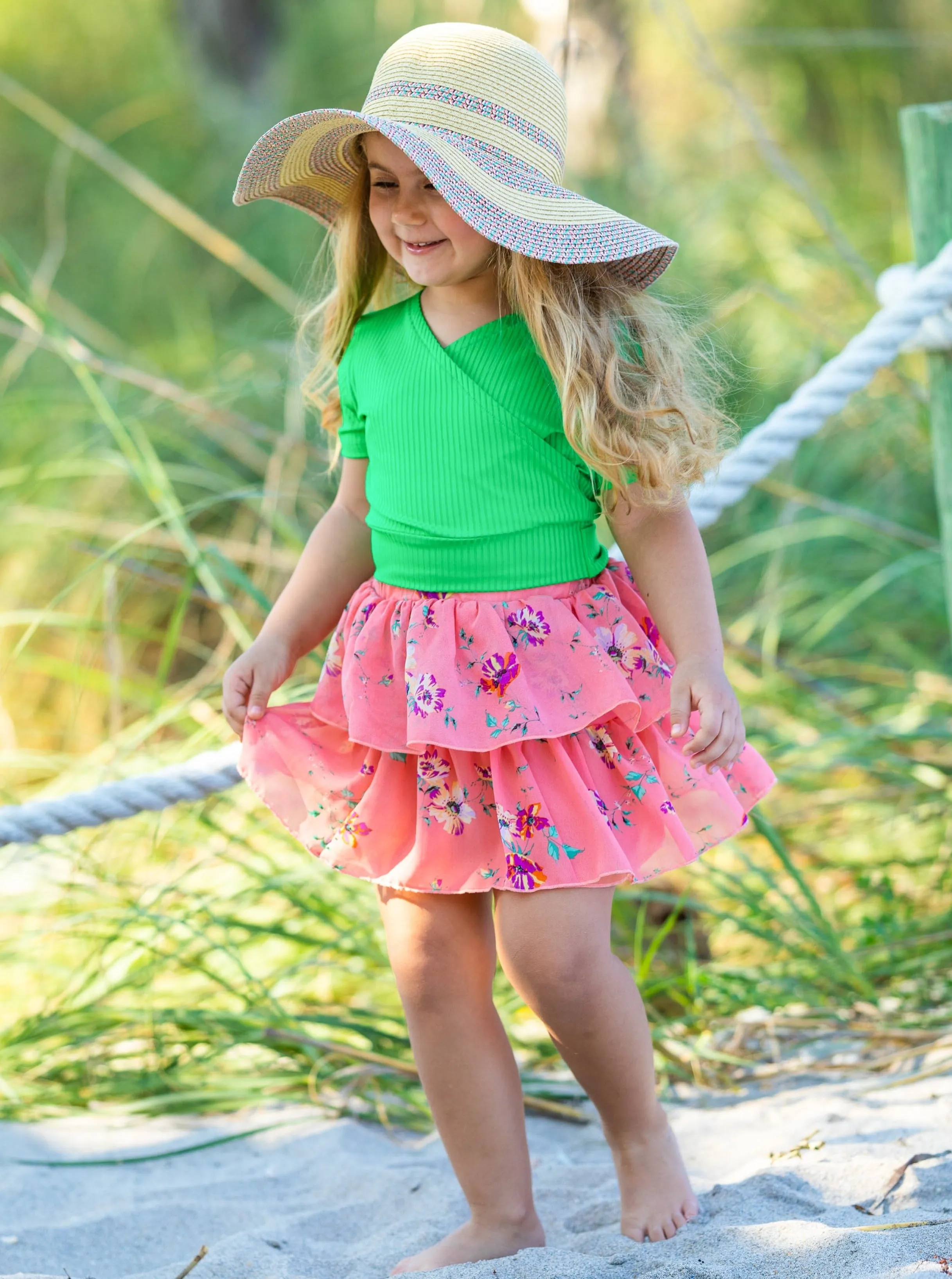 Spring Picnic Tiered Ruffle Skirt Set