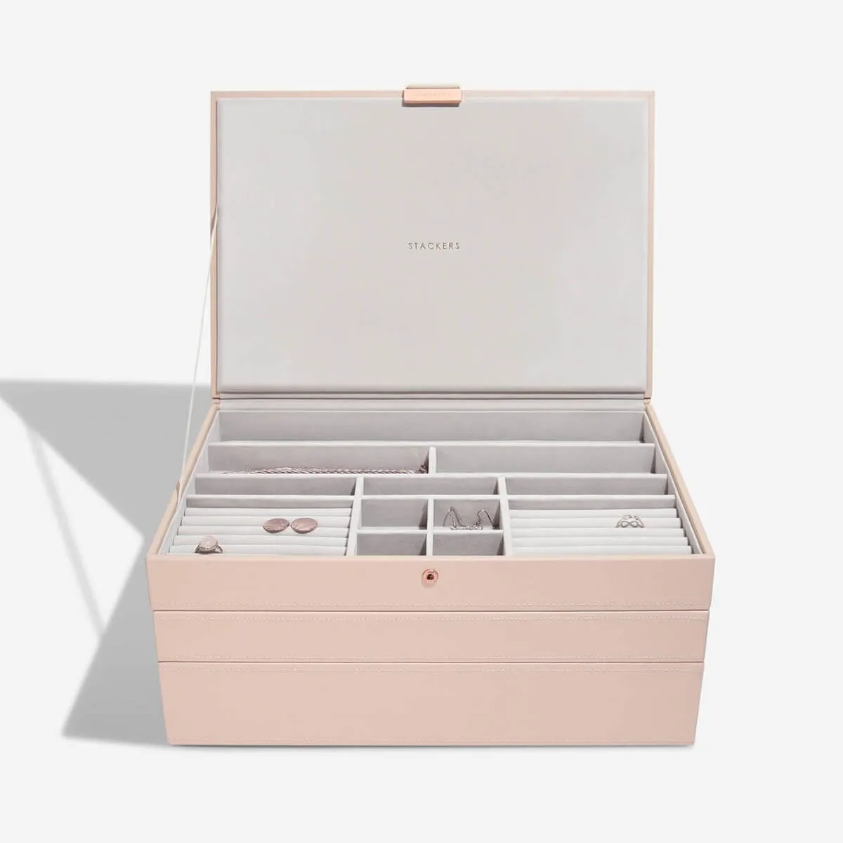 Stackers Supersize Jewellery Box (Set) - Blush Pink (Gold Hardware)