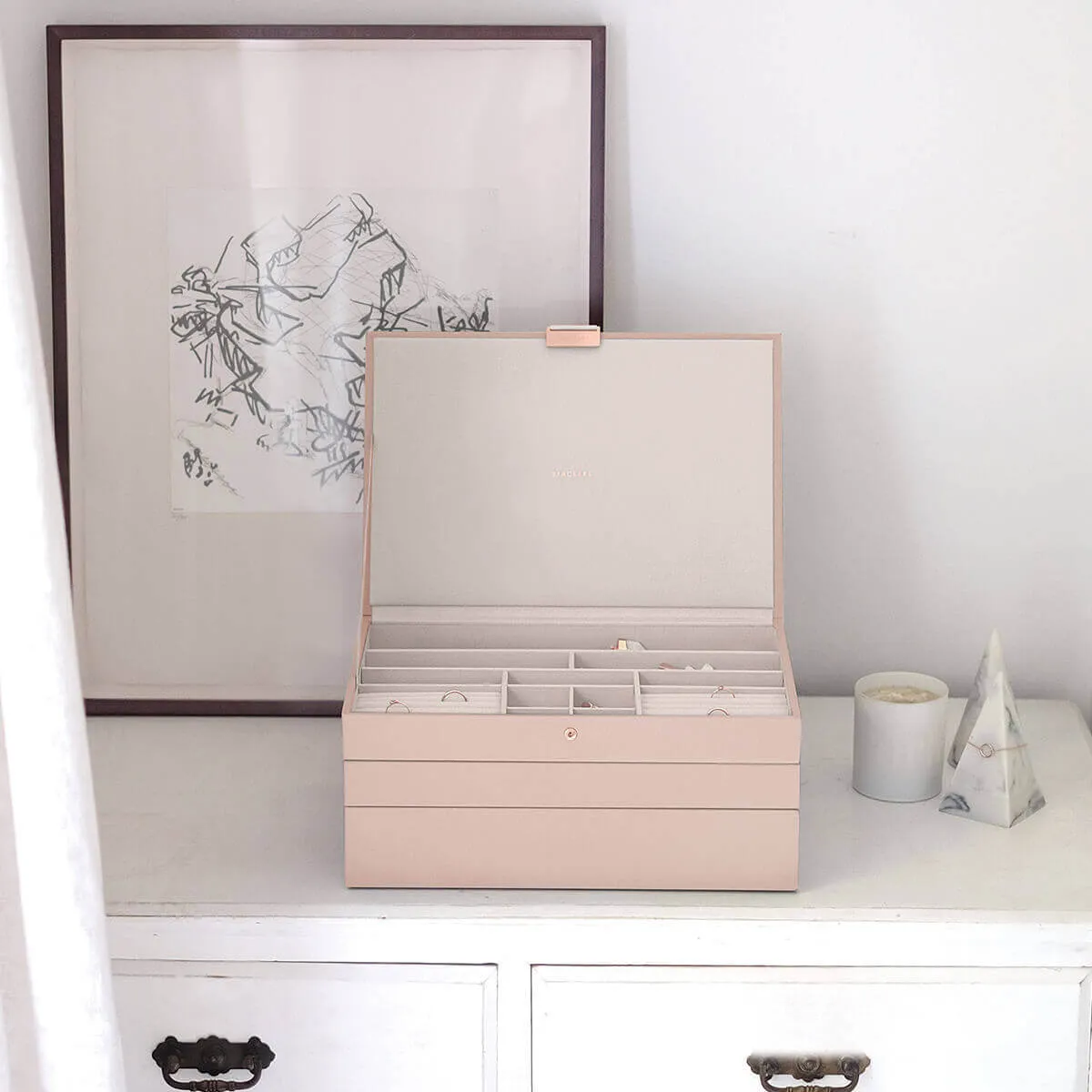 Stackers Supersize Jewellery Box (Set) - Blush Pink (Gold Hardware)