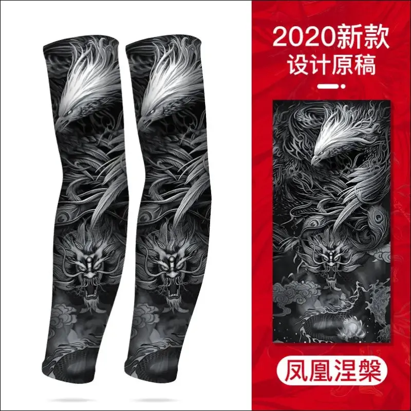 Sun-proof cycling sleeve - breathable, fast dry, tattoo-style, hygroscopic - men's & women's arm