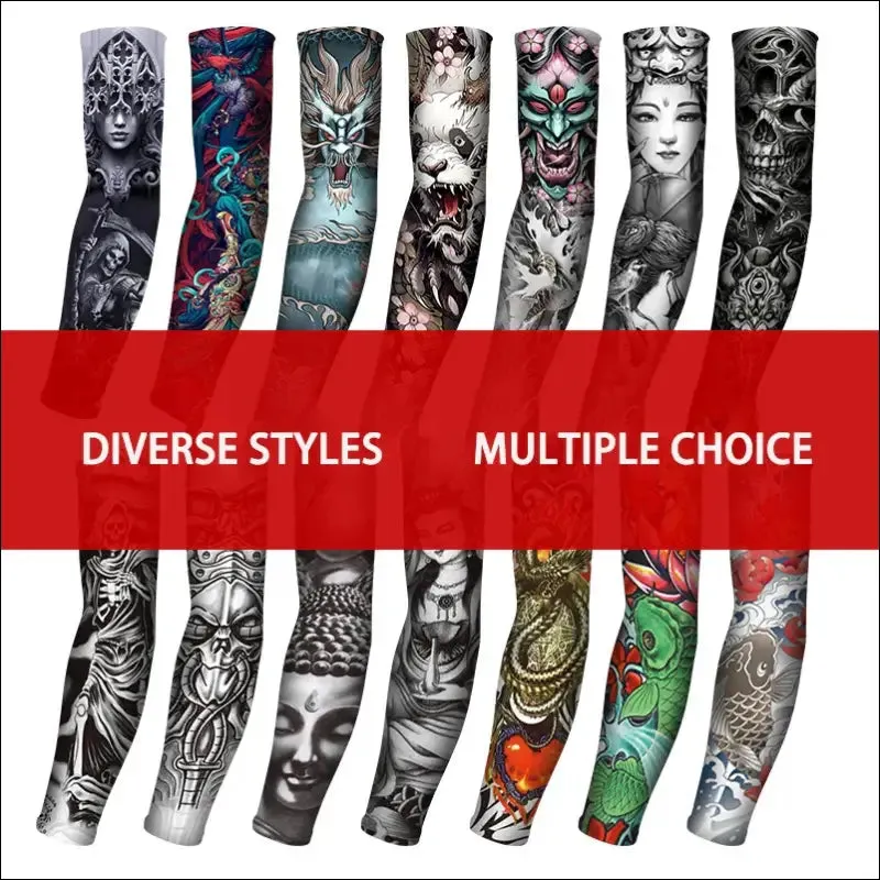 Sun-proof cycling sleeve - breathable, fast dry, tattoo-style, hygroscopic - men's & women's arm