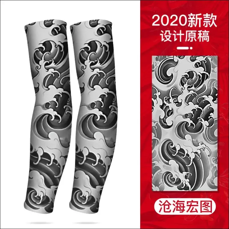 Sun-proof cycling sleeve - breathable, fast dry, tattoo-style, hygroscopic - men's & women's arm