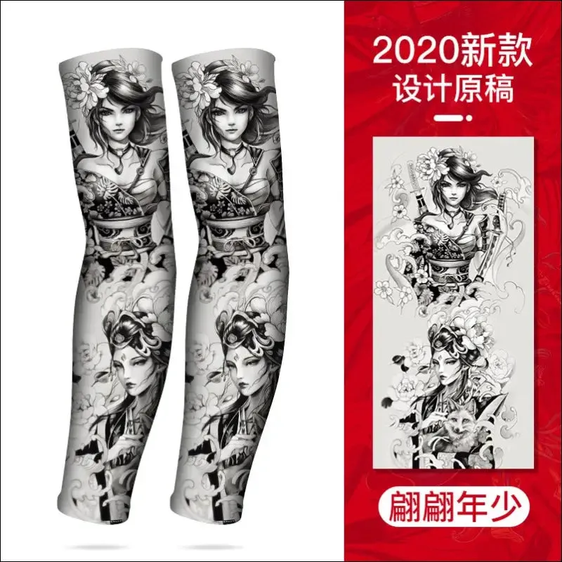 Sun-proof cycling sleeve - breathable, fast dry, tattoo-style, hygroscopic - men's & women's arm