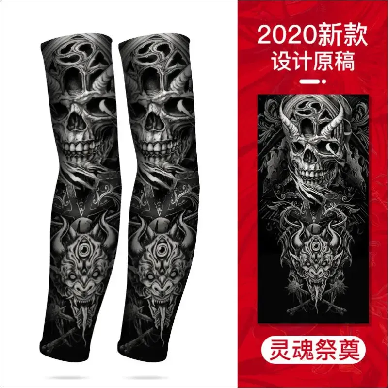 Sun-proof cycling sleeve - breathable, fast dry, tattoo-style, hygroscopic - men's & women's arm