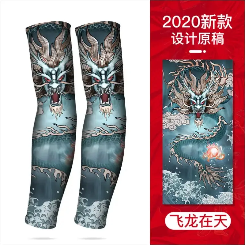 Sun-proof cycling sleeve - breathable, fast dry, tattoo-style, hygroscopic - men's & women's arm