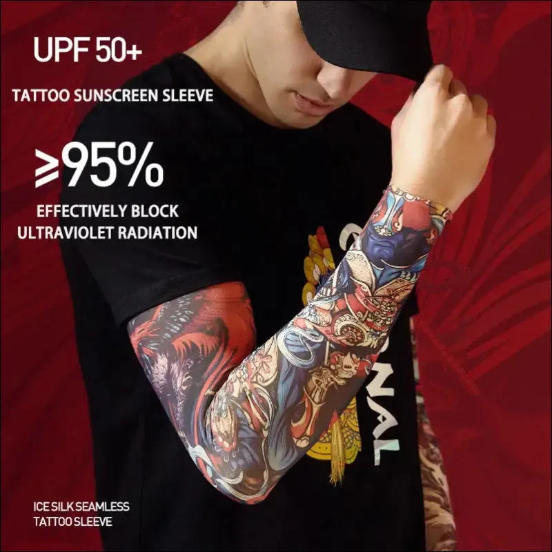 Sun-proof cycling sleeve - breathable, fast dry, tattoo-style, hygroscopic - men's & women's arm