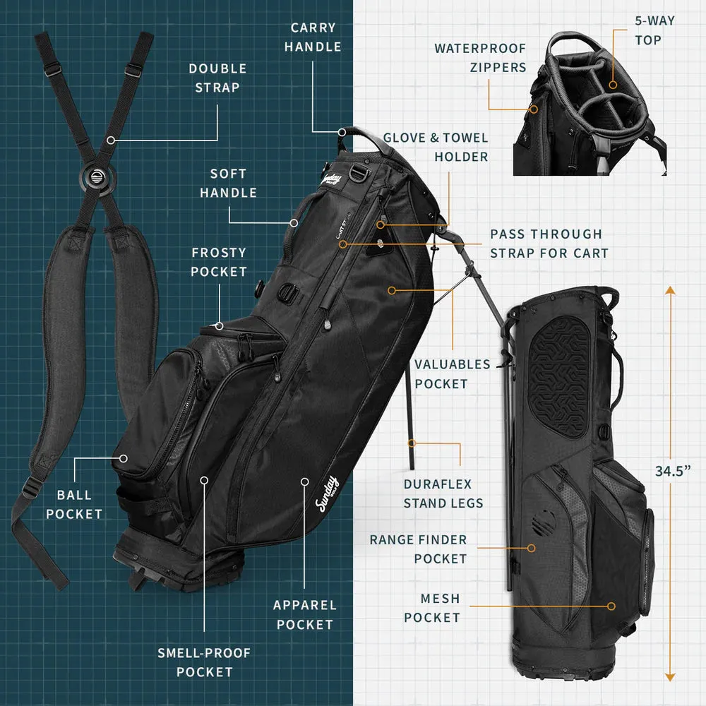 Sunday Golf Ryder 23 Golf Stand Bag Navy Blue (Bag Height 35")