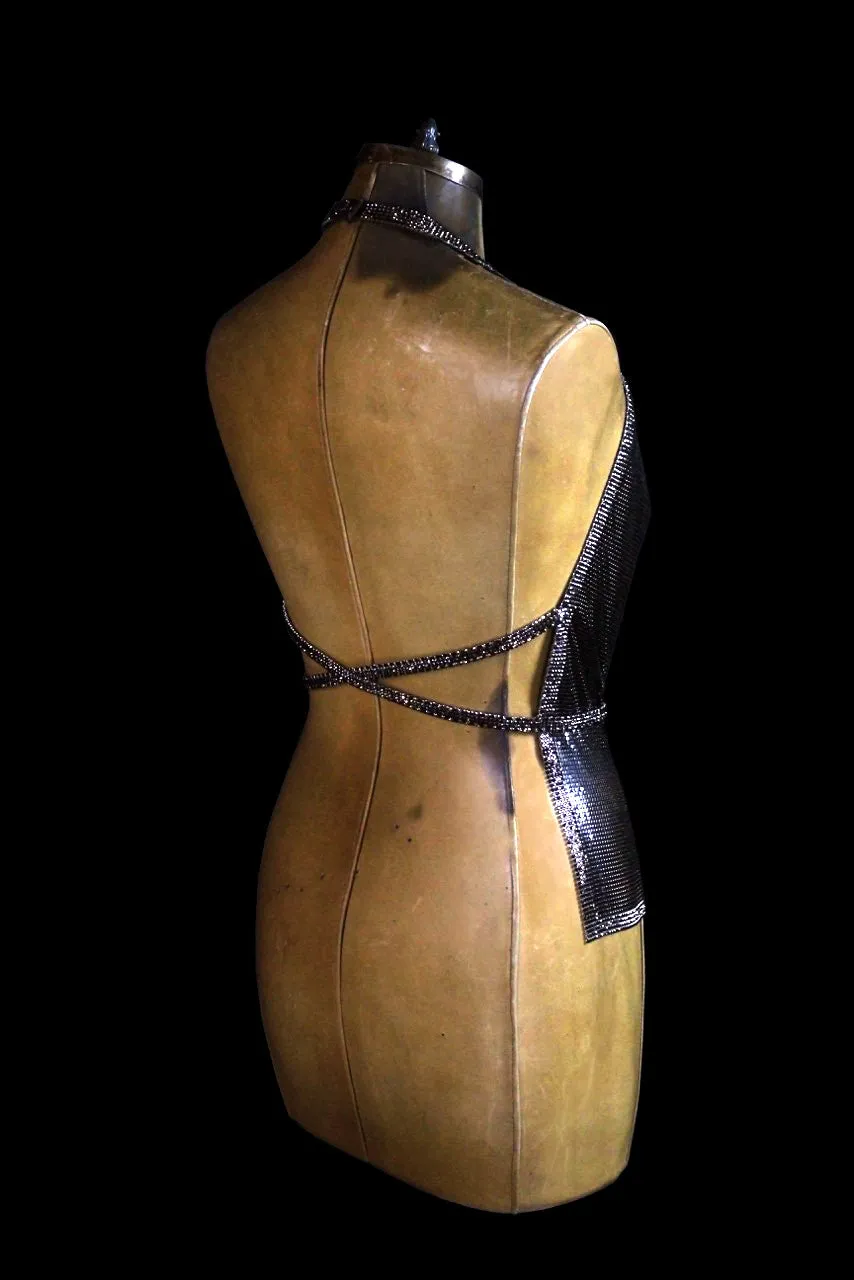 Swarovski Crystal & Metal Mesh Halter Top