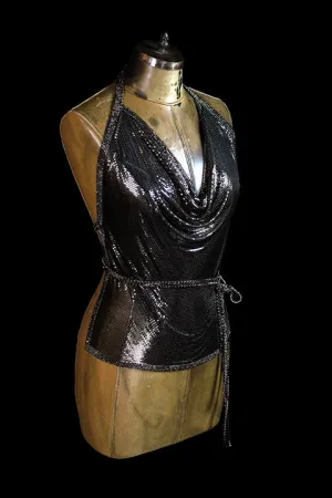Swarovski Crystal & Metal Mesh Halter Top