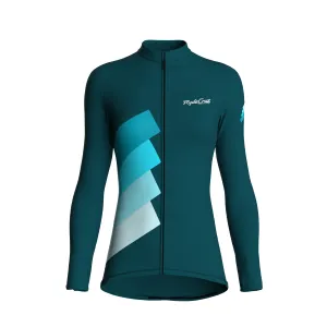 Synth Wave | Midnight Green Female Long Sleeves Jersey