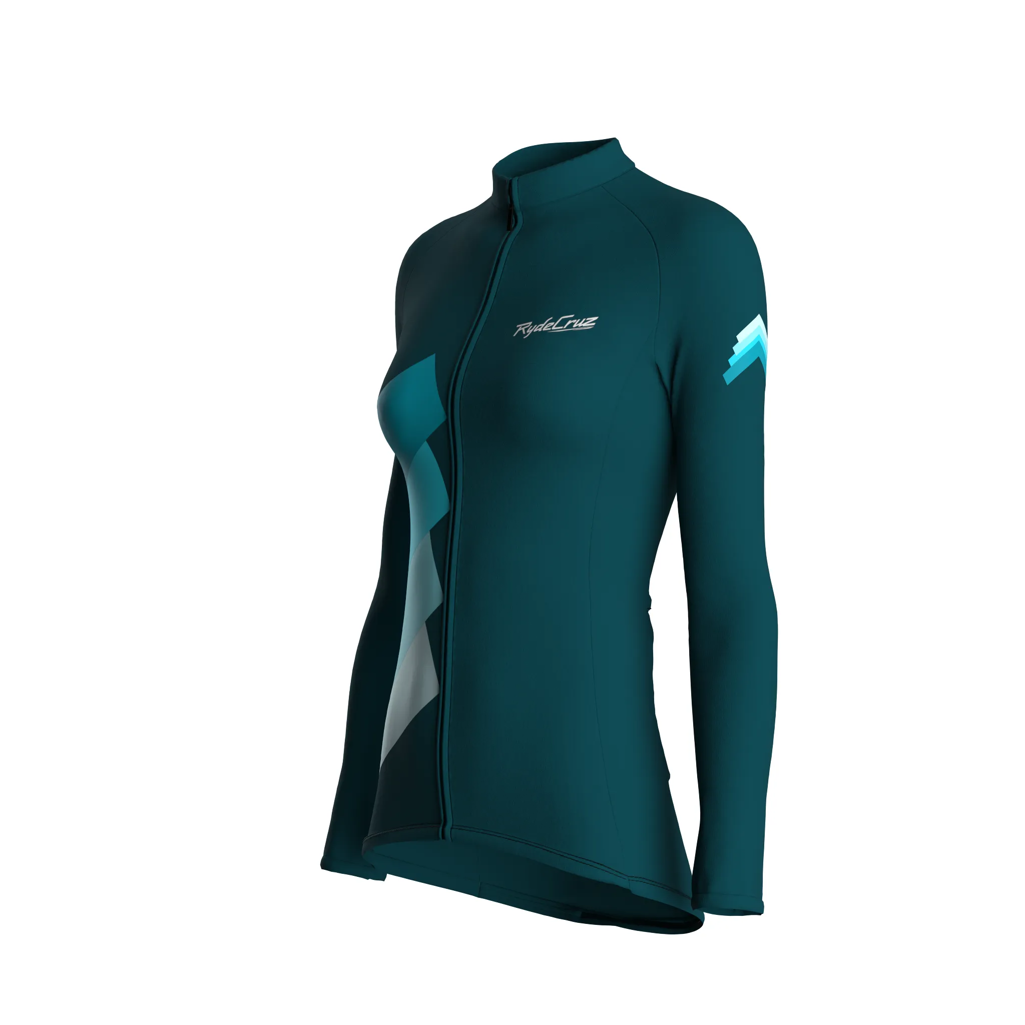 Synth Wave | Midnight Green Female Long Sleeves Jersey