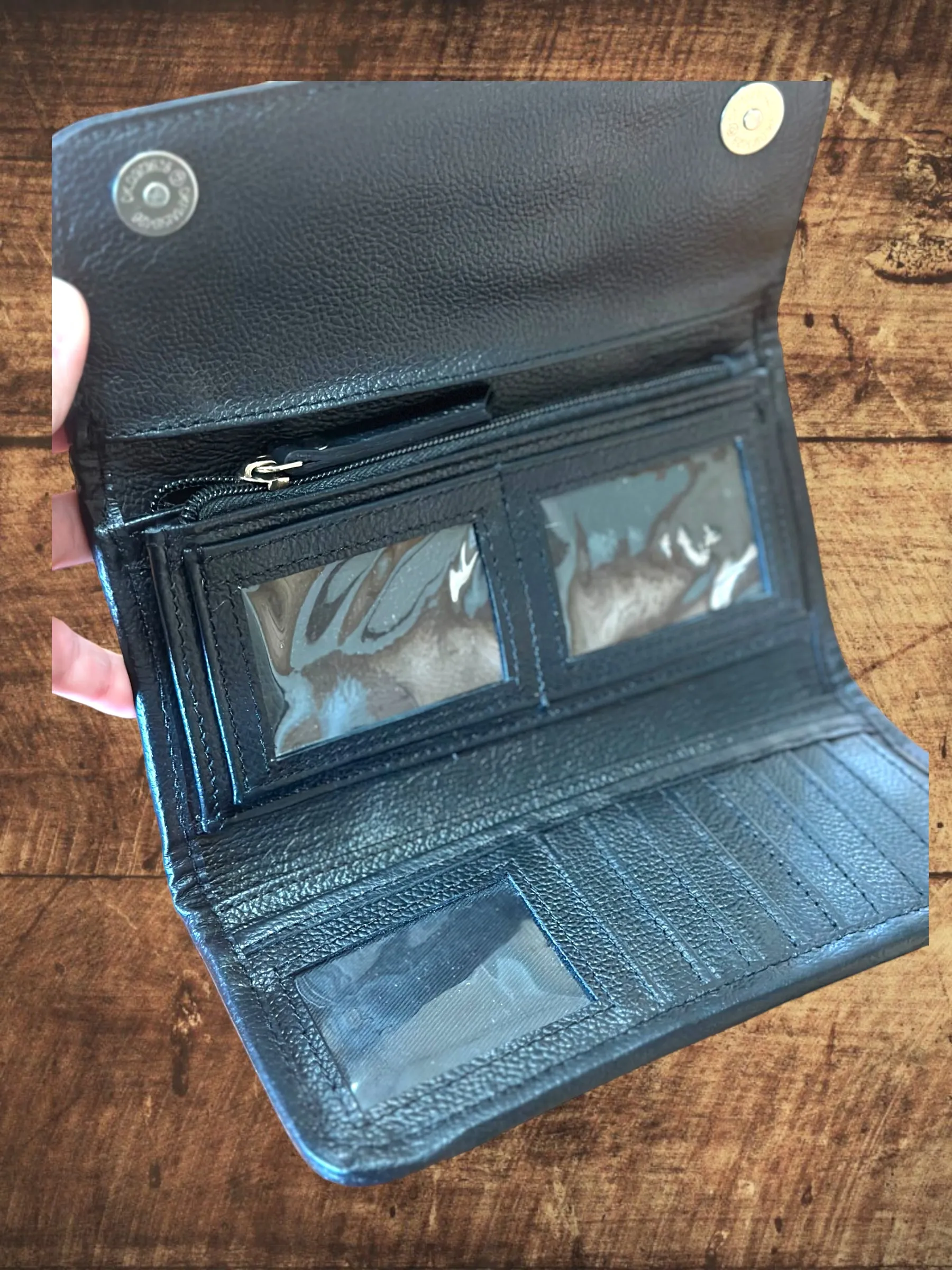 Tooled cowhide Trifold Wallet