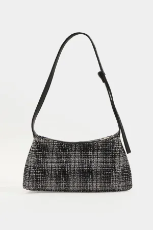 Tweed Shoulder Bag With Adjustable Straps