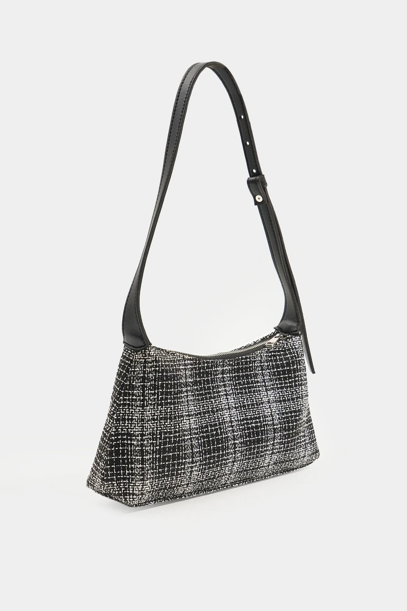 Tweed Shoulder Bag With Adjustable Straps