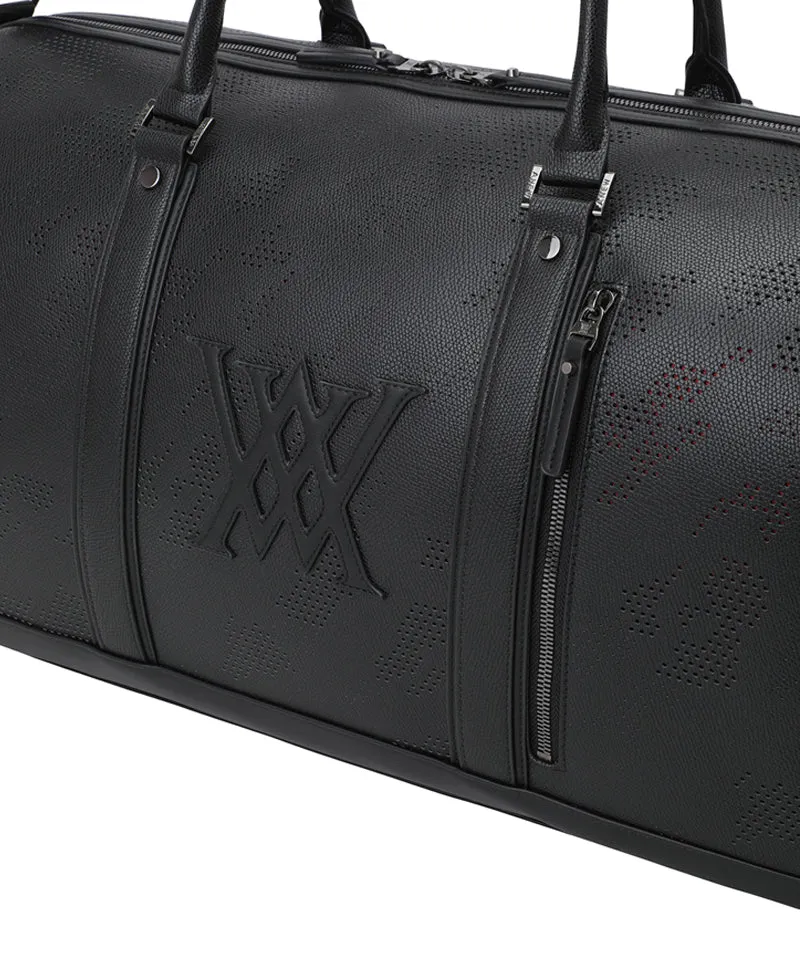 Uni Camo Pattern Punching Boston Bag - Black