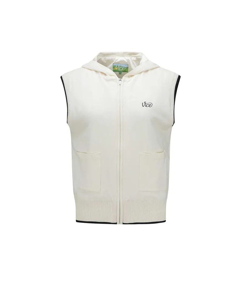 Vice Golf Atelier Women's Hoodie Windproof Knit Vest - Off-White