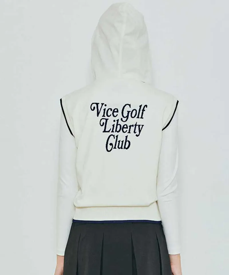 Vice Golf Atelier Women's Hoodie Windproof Knit Vest - Off-White