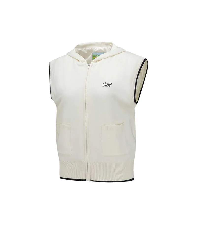 Vice Golf Atelier Women's Hoodie Windproof Knit Vest - Off-White
