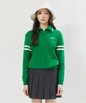 Vice Golf Atelier Women's Wide Collar Windproof Half Zip-Up Sweater - Green