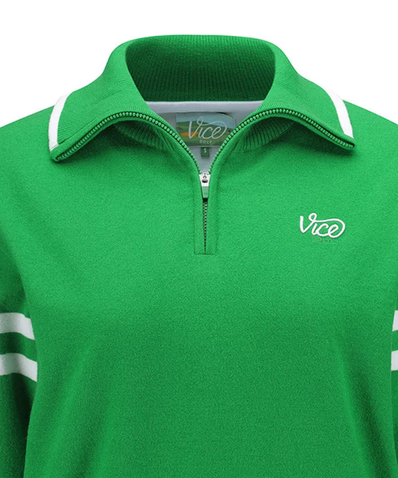 Vice Golf Atelier Women's Wide Collar Windproof Half Zip-Up Sweater - Green