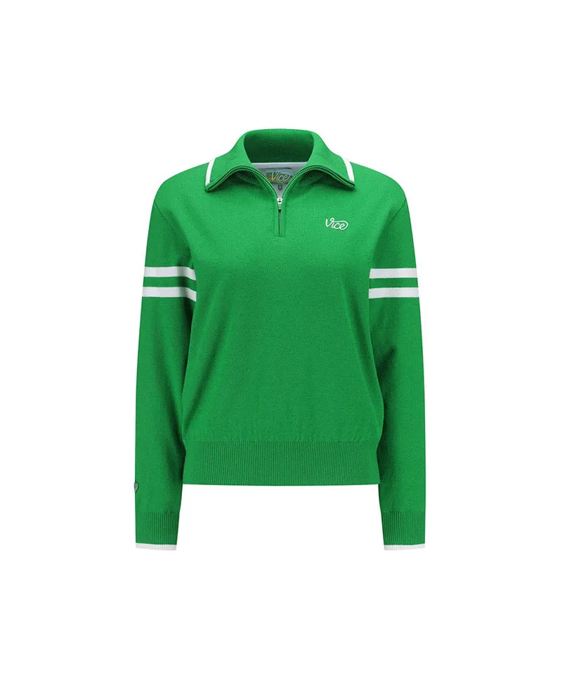 Vice Golf Atelier Women's Wide Collar Windproof Half Zip-Up Sweater - Green